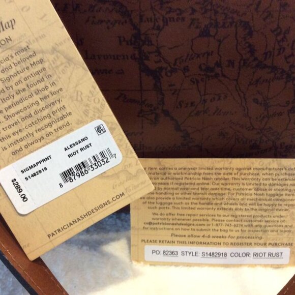 PATRICIA NASH Alessano Sig Map Print Riot Rust Large Tote Zip Top ~ NWT - Picture 10 of 10